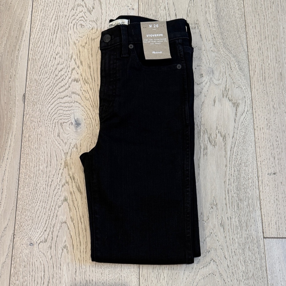 Madewell Stovepipe High-Rise Jeans in Black Size 26 | New With Tags